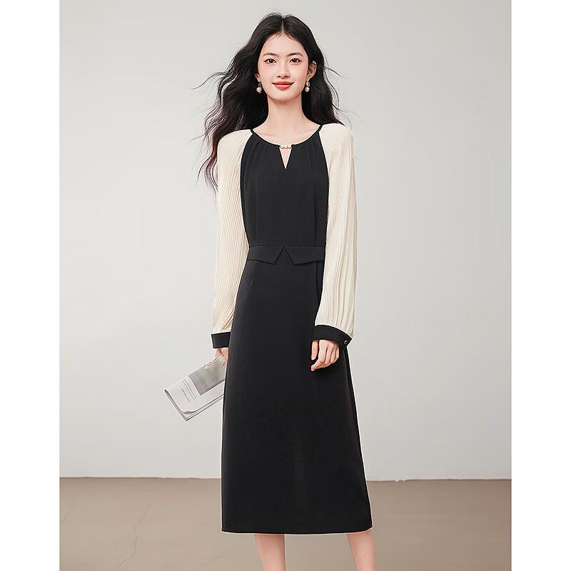 Elegant Beaded Round Neck Faux Two-Piece A-Line Dress