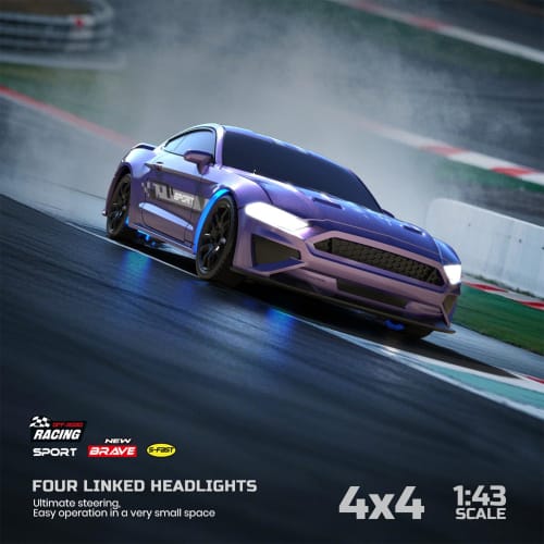 KAIMIO 1:43 Scale Mini RC Drift Car Gyro Fully Proportional RTR 2.4Ghz Remote Control with RGB Lights and 1 Replacement Body Shell (8503-Black)