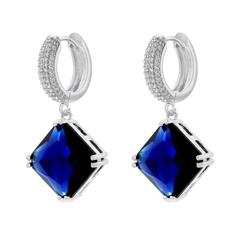 Diamond-Shaped Charm Pendant Earrings Dazzling Transparent Zirconia Statement Earrings Party Jewelry :VE1170