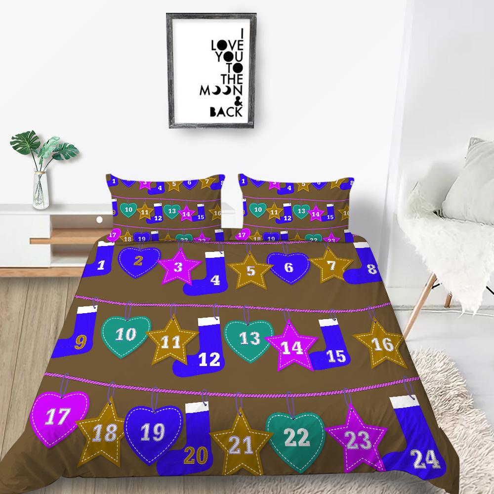 Christmas Gift Quilt Cover Pillowcase Two Or Three Piece Set 3D Digital Printing Polyester