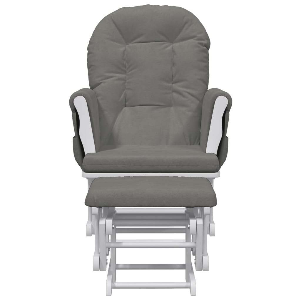 Rocking Chair with Footstool Gliding Dark Grey Fabric