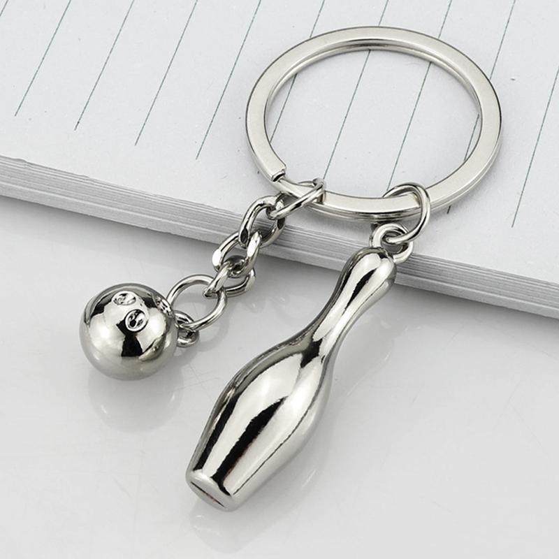 

Creative Alloy Bowling Ball Pendant Car Key Ring Purse Bag Ornament Keychain Sports Lover Club Gift