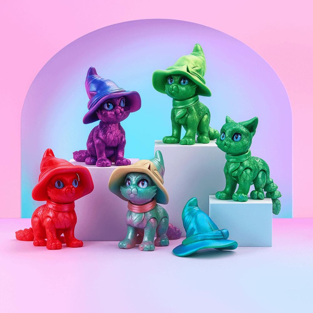 Plastic Material 3D Printed Cat Model Realistic Design Cute Cat Figure  Desktop Display
