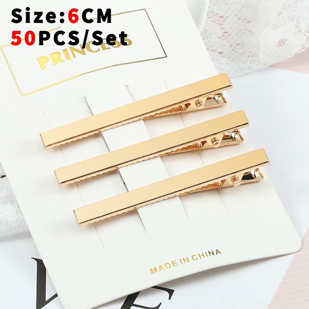 50PCS/Set 6/7/8cm Golden High Quality Hair Clips For DIY Jewelry Hair Styling Metal Tools Alligator Hairpin Headwear Accessories