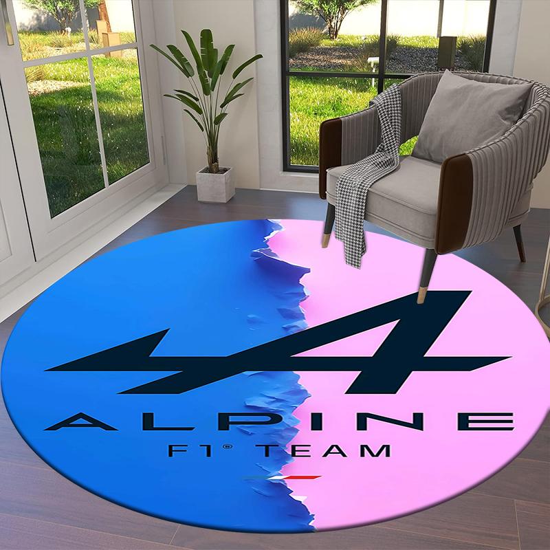 Alpine F1 Round Area Rug,Carpet Rug for Living Room Bedroom Sofa Playroom Decor,Non-slip Floor Mat