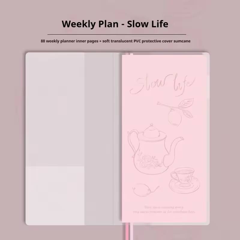 Kinbor Artist Illustrated Weekly Planner Mini Self-Date Organizer Notebook Daily Plan Journal for Work/Travel/Study Kawaii Gifts