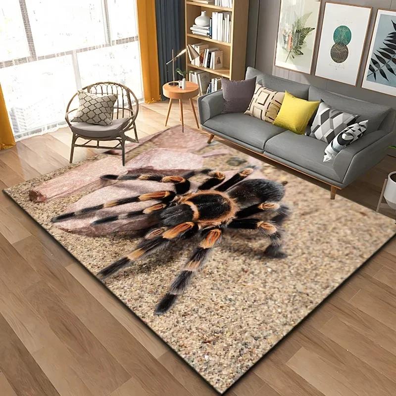 3D Spinne Krabbeln Tier Teppich Halloween Horror Matte Süßes oder Saures Teppiche Teenager Schlafzimmer Bodenmatte Festival Heimdeko Fußmatte