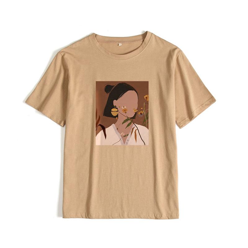 Camisetas Estéticas Estampadas de Manga Corta Hirsionsan para Mujer 2021 Verano Moda Chic Camisetas Holgadas Gráficas Góticas Tops Casuales Femeninos