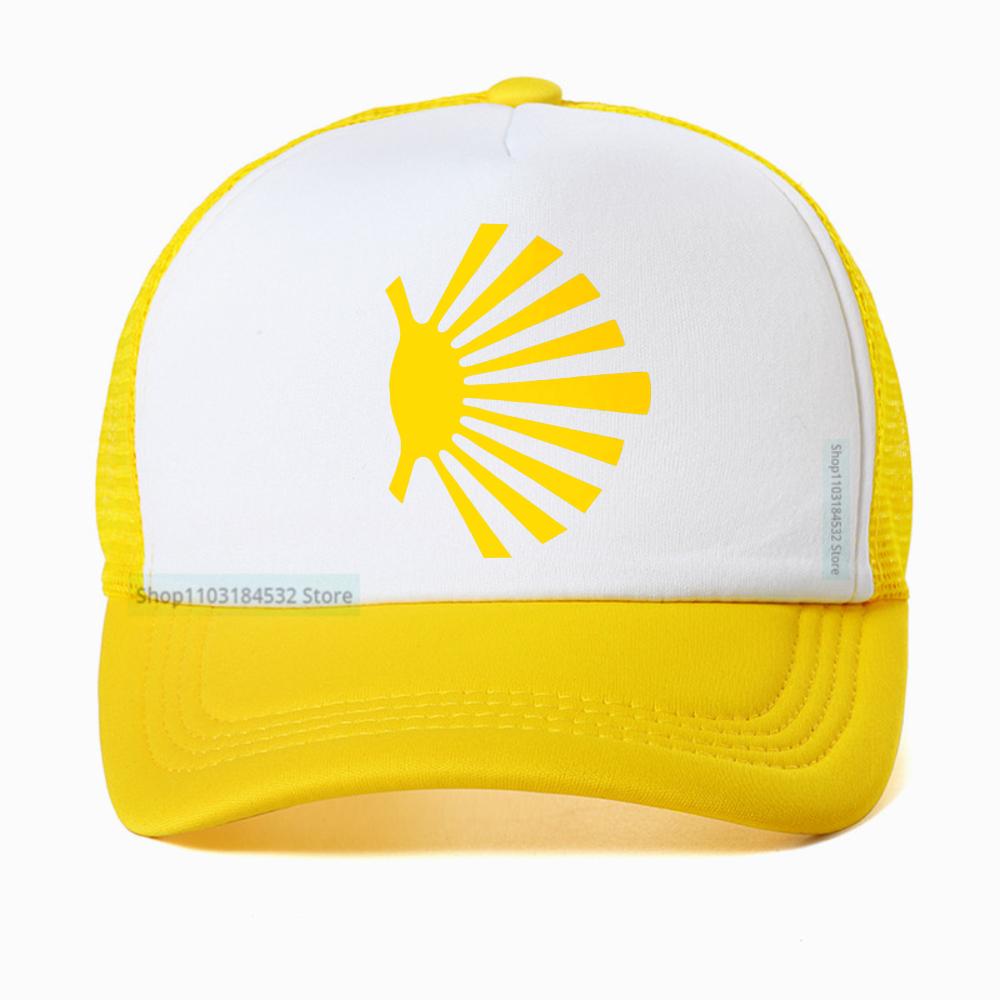 Camino De Santiago Symbol Large Yellow Scallop Shell cap fashion casual mesh sun hat Adjustable Breathable snapback hat