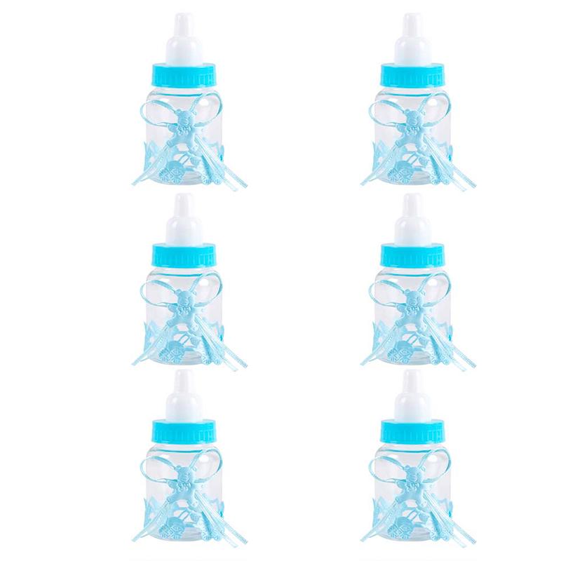 

6/12 шт., синие, розовые, подарочные коробки для детского душа, бутылки, сувениры на день рождения для мальчика и девочки, любимые коробки для конфет на крещение as show