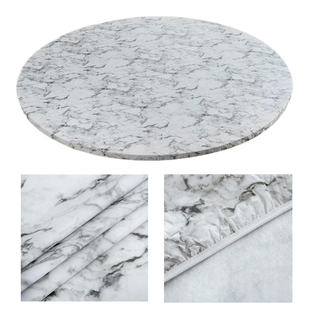 Round Tablecloth With Elastic Patio Table Covers Stretch Stain Resistant Oil Proof Protector For Dining Home Outdoor Kitchen