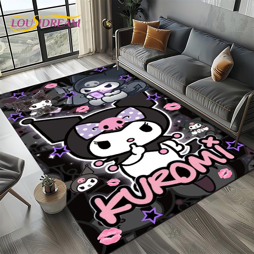 27 Style Cute Kuromi Cartoon Sanrio Carpet Rug for Bedroom Living Room Home Sofa Decoration,kids Large Decor Floor Mat Gift Girl