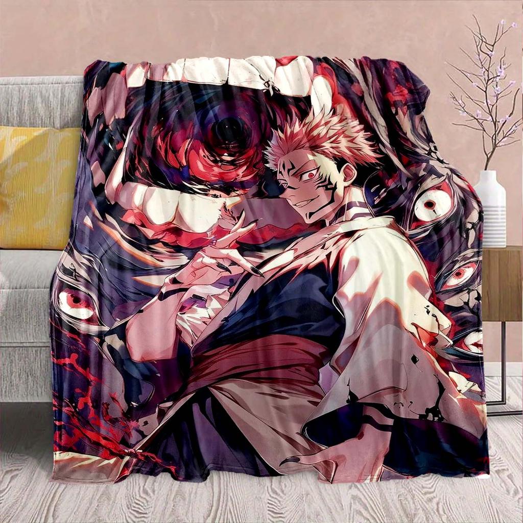 Jujutsu Kaisen Anime Flanelldecke - Weich Warm Perfekt für Sofa, Bettwäsche Camping Reise Büro Heimdekoration -QJY