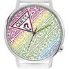 Women's Quartz Watch, Rubber White Strap, Colorful Line Dial, Casual, Suitable For Daily Wear,V1020M1