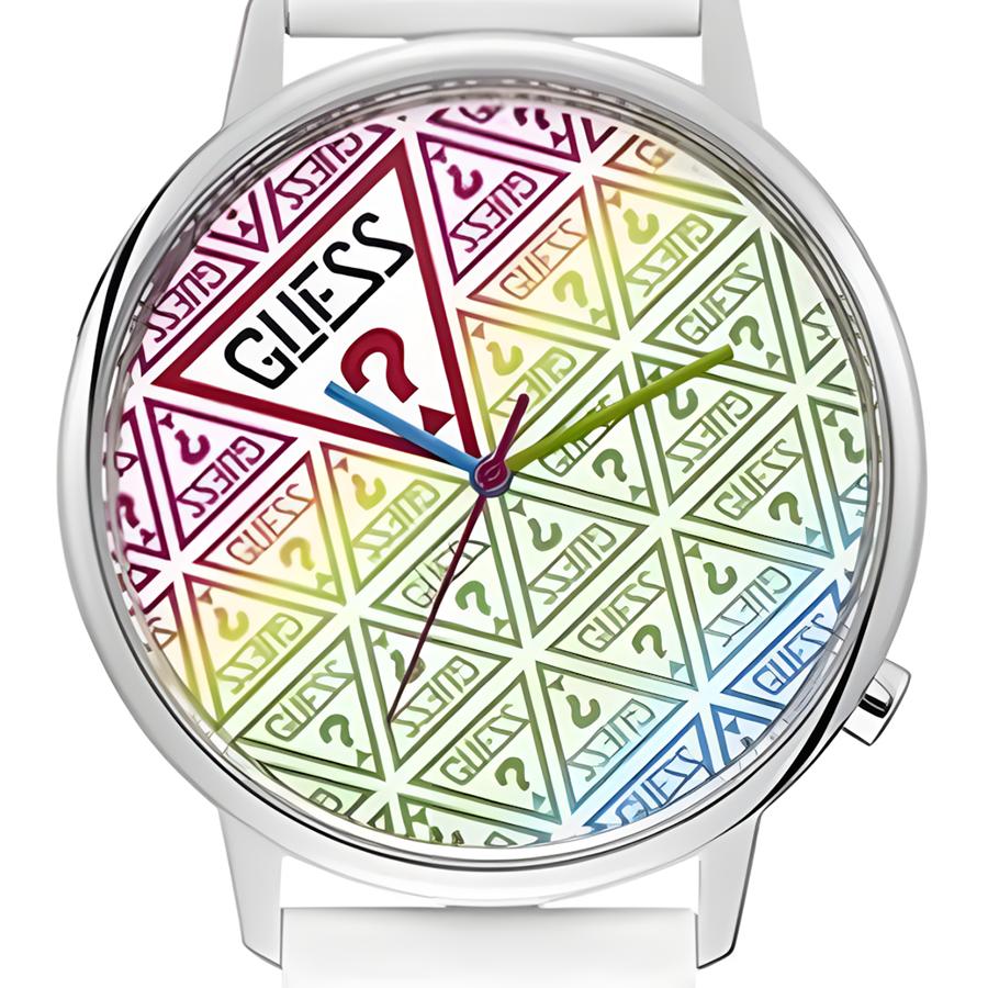 Women's Quartz Watch, Rubber White Strap, Colorful Line Dial, Casual, Suitable For Daily Wear,V1020M1
