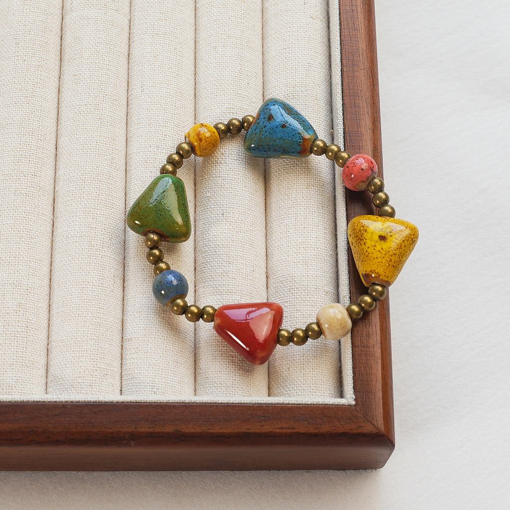 Ceramic beaded bracelet small fresh ancient style national style simple bracelet summer