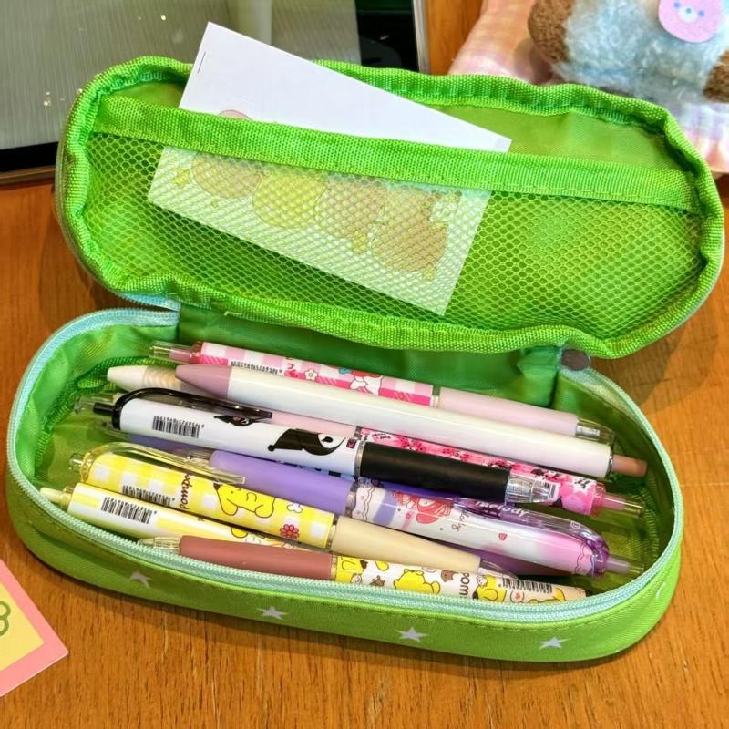 Transparent High Capacity Pencil Case Minimalist Style Student Pencil Pouch Multi Layer Cartoon Stationery Storage Bag