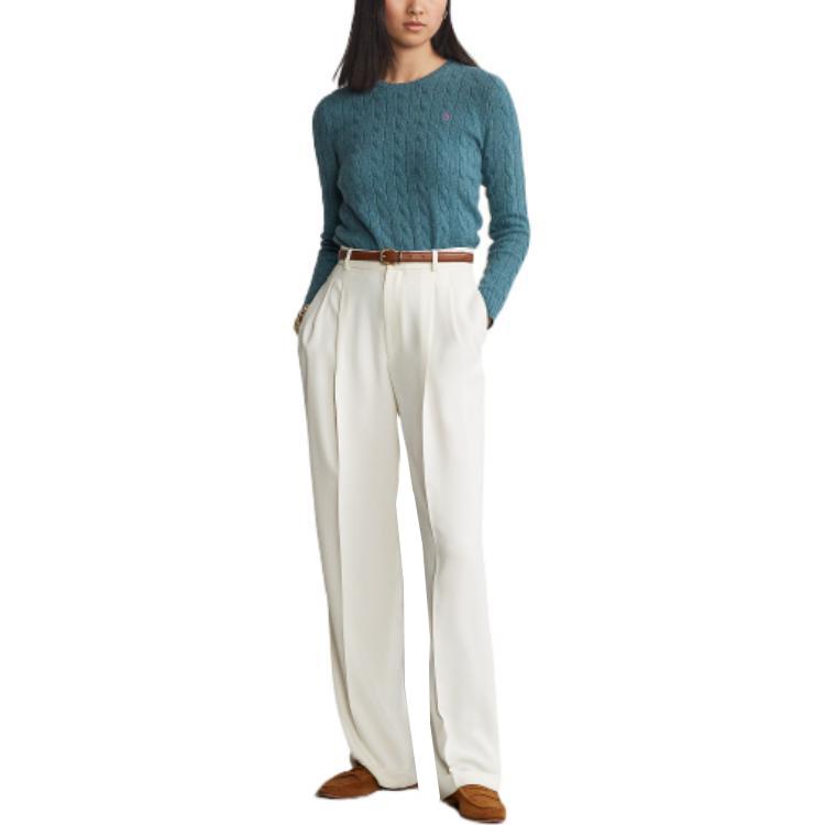 Polo Ralph Lauren Ss23 Solid Color Logo Embroidered Crew Neck Sweater Women sweater Blue WMPOSWENC020113-400