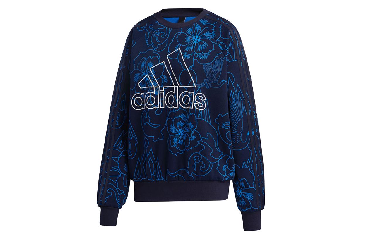 Adidas Sweatshirts Women s Blue Crew Neck Moderate Regular GT6486 L