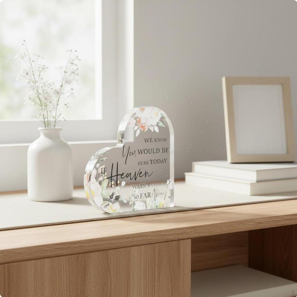 Heart Shaped Acrylic Plaque Resistant Keepsake Vivid Printing Transparent Memorial