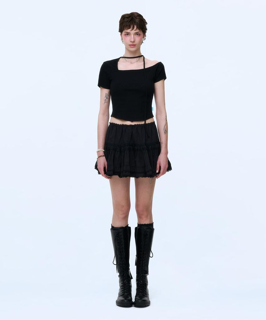 Instant Punk Cotton Lace Mini Skirt - Black