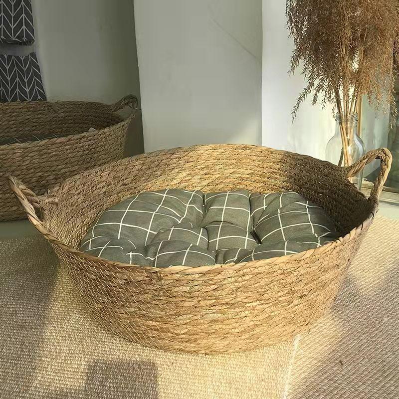 Four Seasons Cat Bed Vevd Avtagbart møbel Sovehus Katt Scratch Gulv Rotting Vaskbar Katter Kjæledyrsprodukter Tilbehør