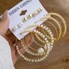 2024 European & American Fashion: Exaggerated Pearl & Crystal Butterfly Stud Earrings - 6 Pairs Set for Women