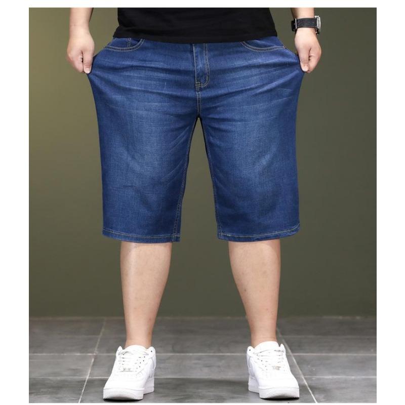 Pantaloncini in denim lavato da uomo, nuovi, alla moda, blu, per primavera ed estate, sottili, casual, versatili, larghi e larghi, taglie forti, per uomo.