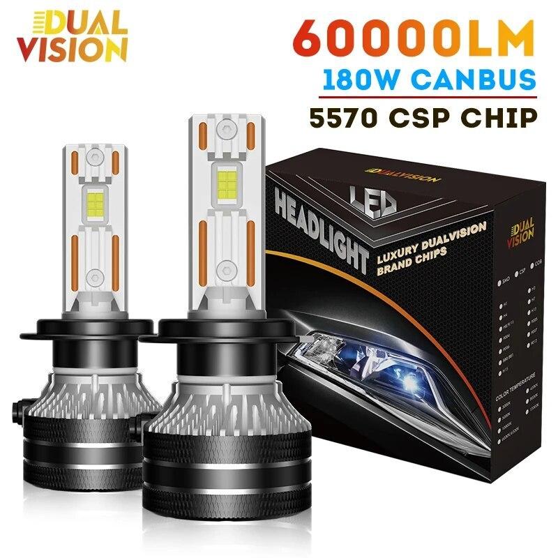 

K5C H7 LED 60000LM Фары Canbus 8000K H1 H4 H11 9012 HIR2 H8 H9 9005 9006 HB3 HB4 Высокая мощность 6000K 5570 CSP Чипы H1