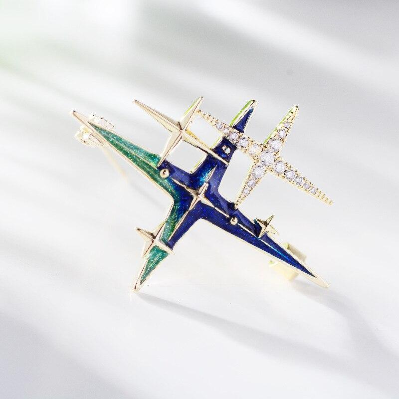 Blucome Kvalitní měděná hvězdná brož smaltované odznaky pro ženy muže oblek šátek hidžáb špendlíky