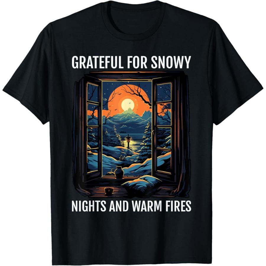 

Grateful For Snowy Nights And Warm Fires Winter Snowfall T-Shirt XXXXXL чорний