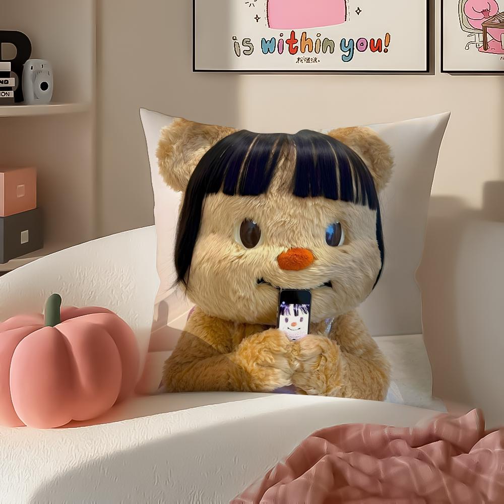 Chubby Cute Thai Character BButterbear Cushion Cover Pillowcase Short Plush Invisible zipper Room Sofa Cushion Cover