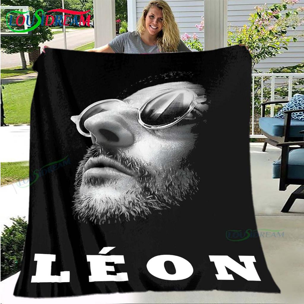 Hot Famous Movies Leon Jean Pattern Blanket Flannel Thin Blanket Portable Home Travel Office Lunch Break Blanket Birthday Gift