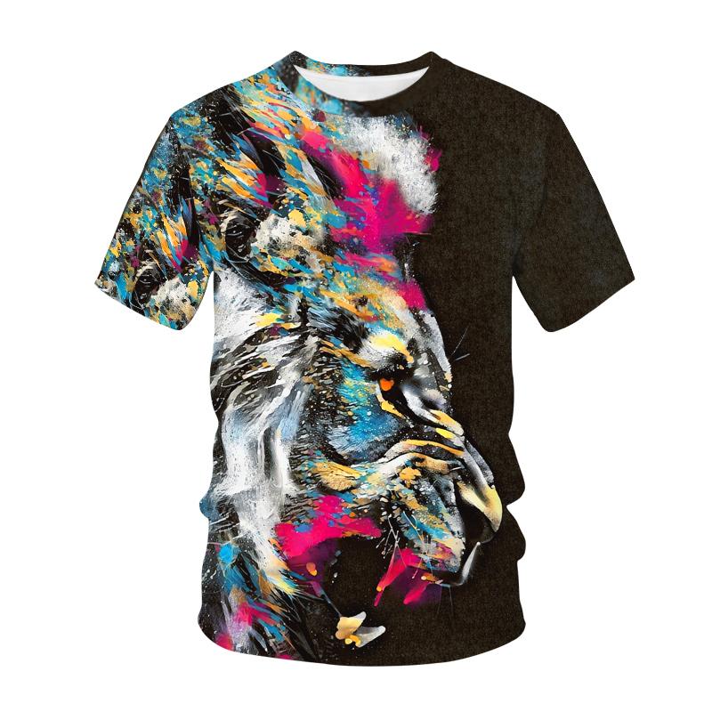 Summer Lion Tiger T shirt Animal 3d Print Men Women Fashion O-Neck Tshirts Male Top