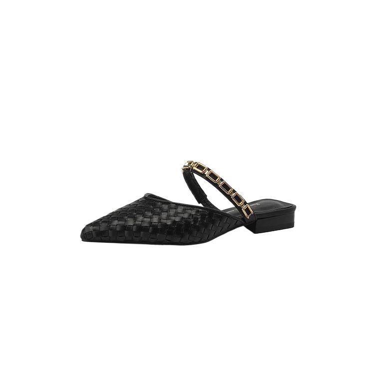 Sandalen Damen Taschenkopf Halbschuhe Damen flacher Boden 2025 Sommer neu Sommerbekleidung Mode spitz faul Mueller-Hausschuhe