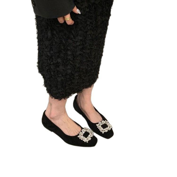 Französische Abend-Strass-Weichsohlen-Kleine Lederschuhe Frühjahrs-EinzelSchuhe Flache Schuhe Fee