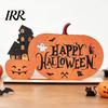 Holiday Window Display Ornament Halloween Wooden Table Sign, Cute Pumpkin Boo Ghost Vibrant Party Prop Tabletop Centerpiece for Indoor Mantel