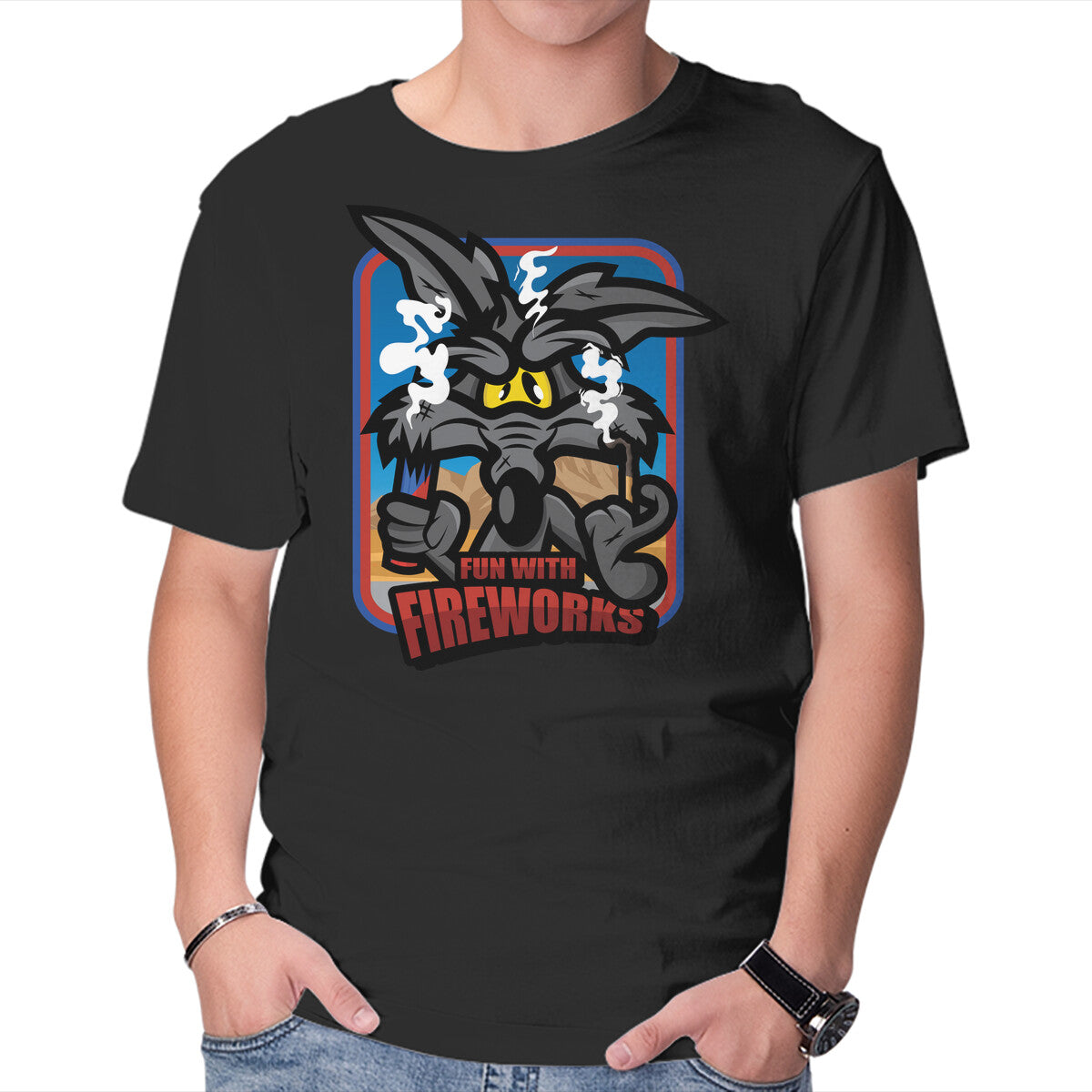 Unisex Crew Neck T-Shirt Fun With Fireworks Graphic Short Sleeve Casual Tee XL