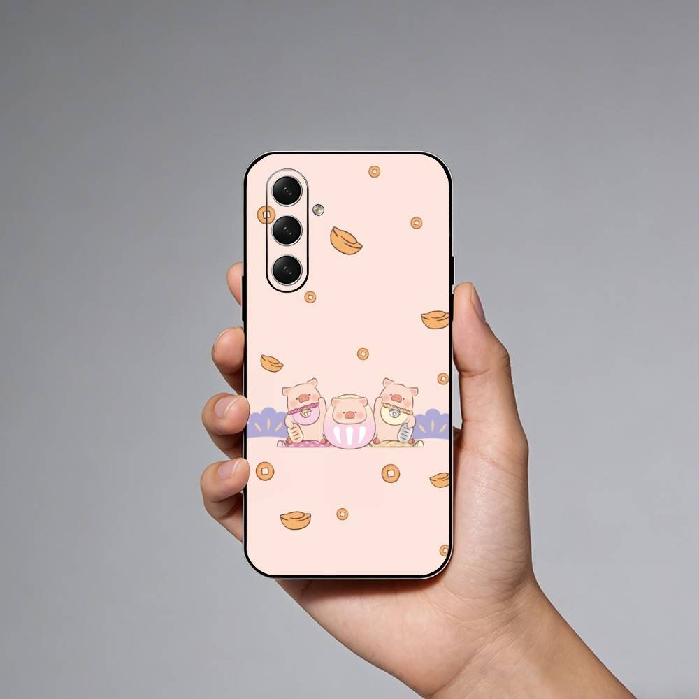 Cartoon LuLu Pig Phone Case For Samsung Galaxy A73,21,22,32,71,53,52,51,80,5G Soft Black Cover Samsung a11
