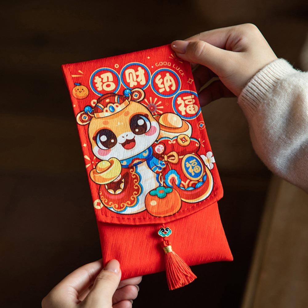 Chinese New Year 2025 Red Pocket Spring Festival Lucky Red Pockets Fabric Red Envelop  New Year