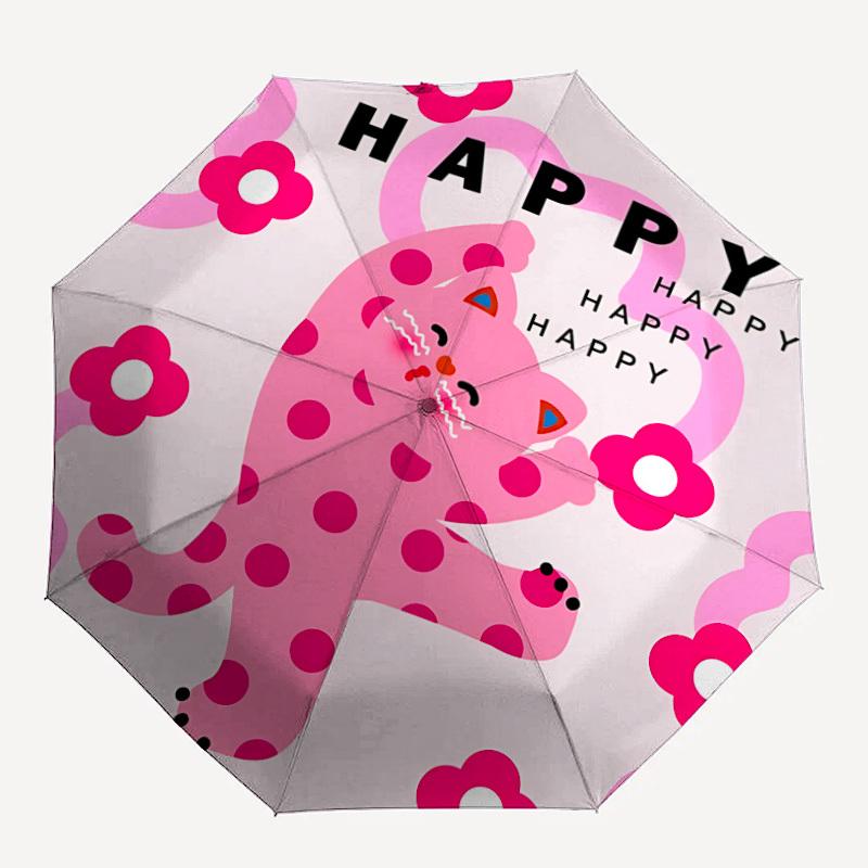 

1PC Happy Pink Cat Automatic Opening And Closing, Sturdy Iron Frame, Portable Folding Design, Suitable For Men And Women In All Seasons37
