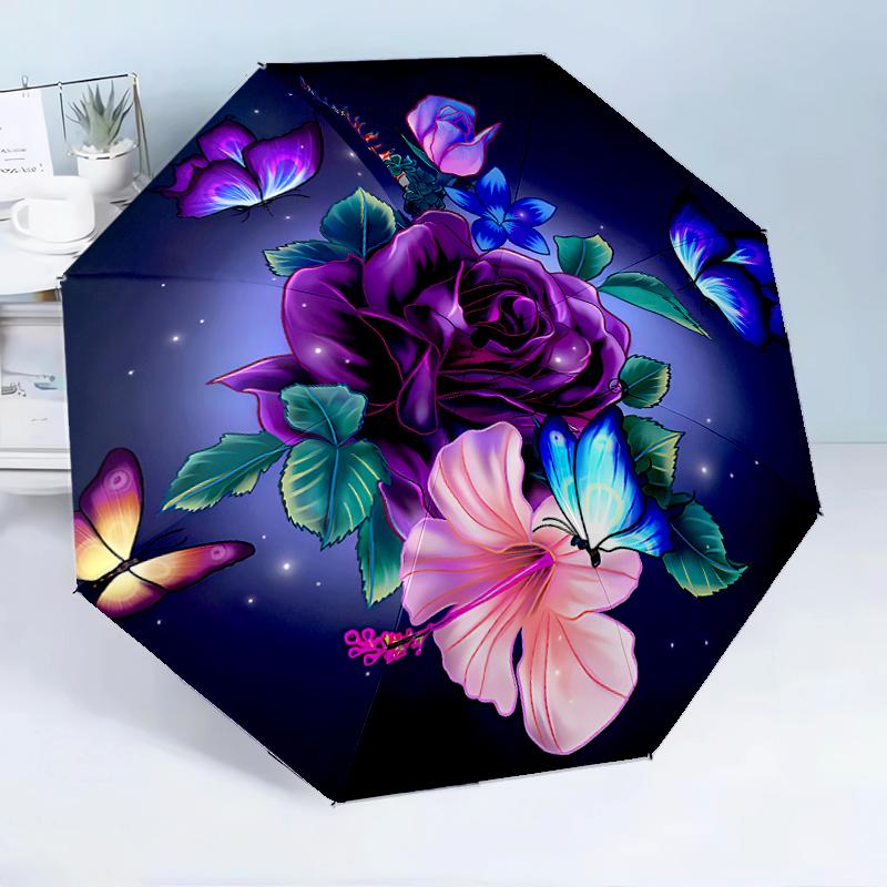 Floral Elegance In Pink Roses 8-Frame for Travel, Camping, Casual Lightweight Portable Umbrella, Essential for Every Family Holidays Birthday Gift