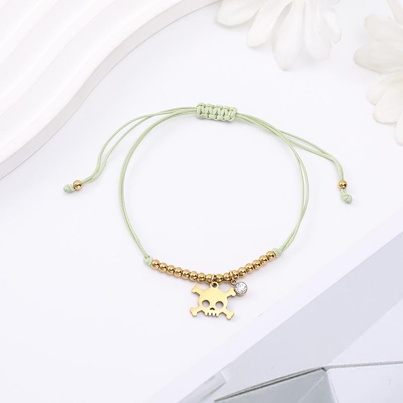 Retro Titanium Steel Skull Bracelet: European, American, Chinese Knot Christmas Halloween Charm for Students