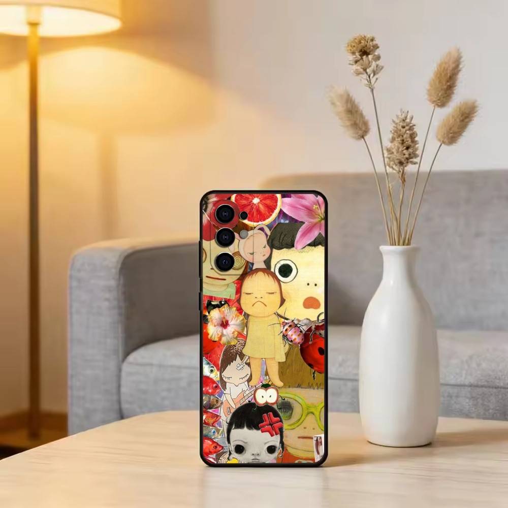 Art of Japan Y-Yoshitomo Nara Phone Case For Samsung S25,S24,S21,S22,S23,S30,Ultra,S20,Plus,Fe,Soft Silicone Black Cover