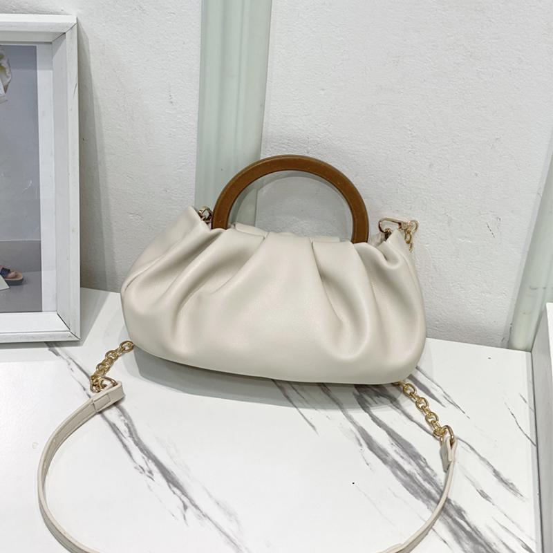 

Портативная плиссированная сумка-облако с деревянной ручкой, плиссированная сумка через одно плечо, новая