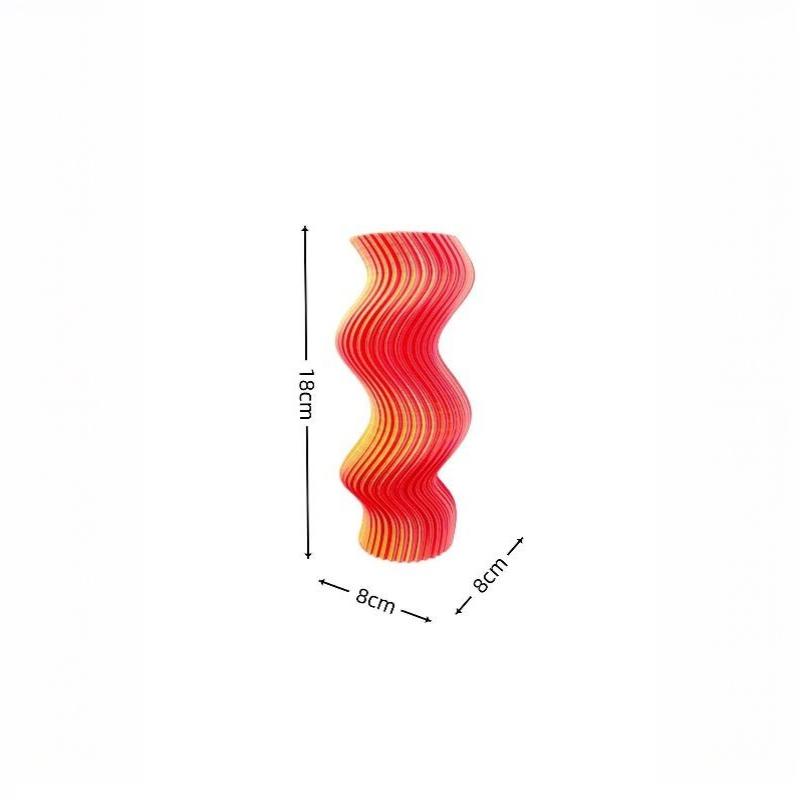 3D-gedruckte gestreifte Vase, unregelmäßig geschwungene Form, Kunstblumenbehälter, moderner DekorationsTopf für Trockenblumen, Heimtischdekoration