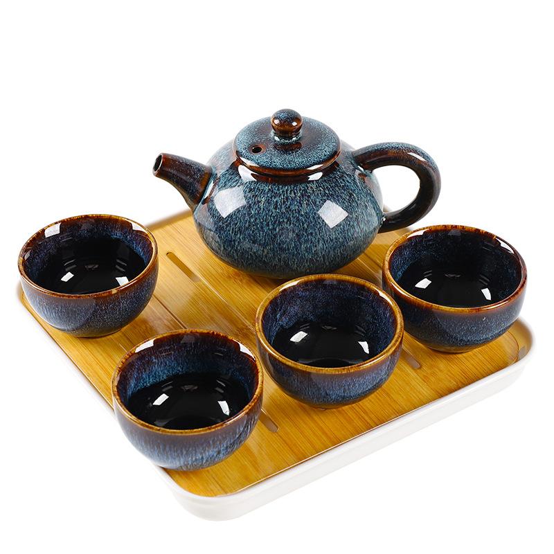 Kung Fu Tea Set with Tea Tray, Simple Modern Teapot, Japanese, Hotel Rooms, Dormitory, Home