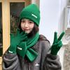 New Red Hat Scarf Gloves Set Ear Protection Thickened Knitted Woolen Cap Warm Cotton New Year Winter Beanie Hats Christmas Gift