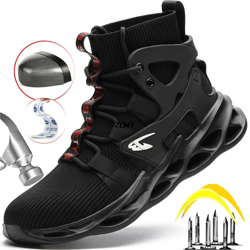 High Top Men Safety Shoes Steel Toe Sneakers Man Puncture Proof Work Safety Boots Anti-smash Work Shoes Breathable Security Boot