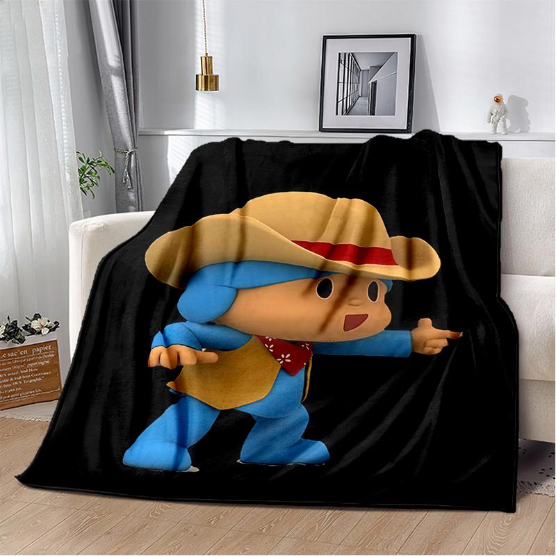 Coperta Cartone Animato 3D Divertente P-Pocoyo Elly Pato, Morbida Coperta da Lancio per Casa Camera da Letto Letto Divano Picnic Viaggio Ufficio Copertura Regalo per Bambini